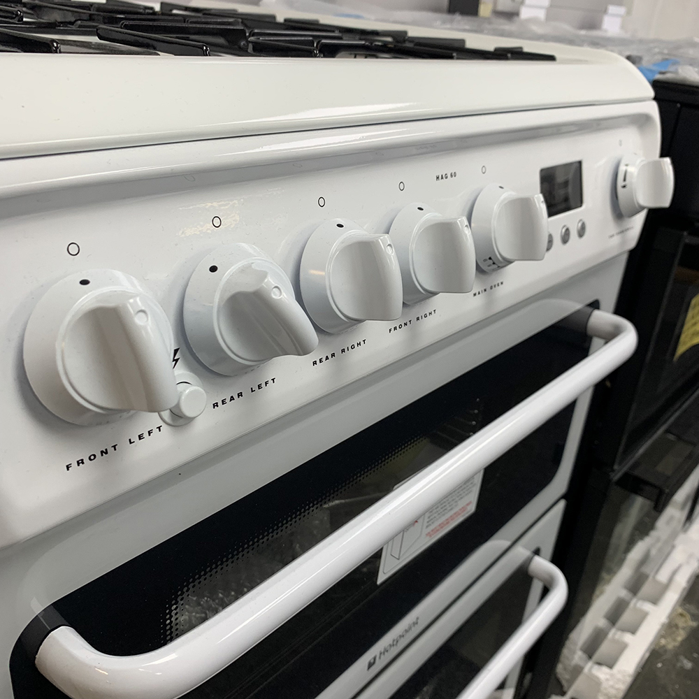 hotpoint hag60p gas cooker white