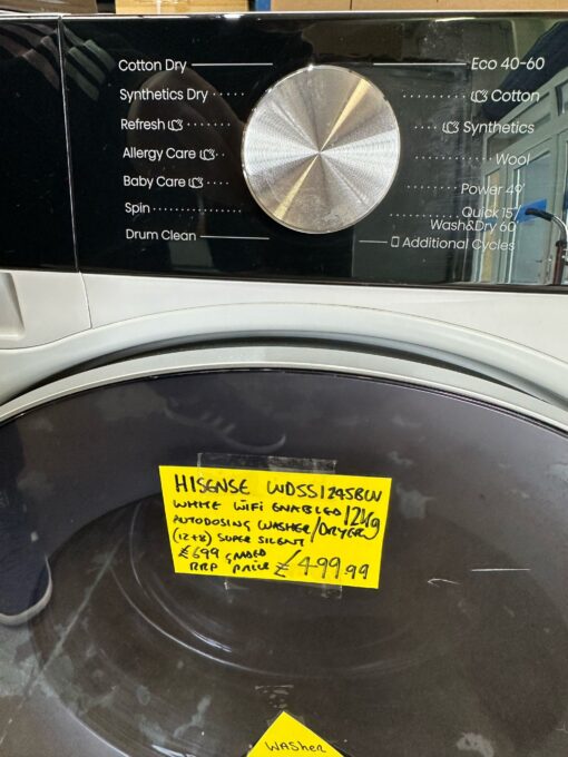 HISENSE 5S Series Auto Dosing WD5S1245BW WiFi 12+8kg 1400 Spin Washer Dryer - White - Image 6