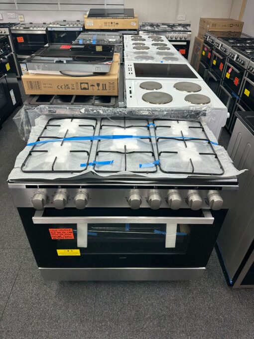 LOGIK LFTG90X18 90cm Dual Fuel Range Cooker – Stainless Steel - Image 2