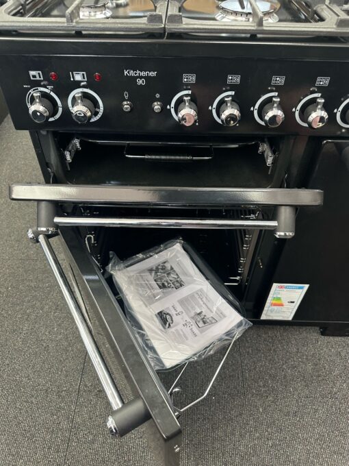 RANGEMASTER Kitchener KCH90DFFBL/C Dual Fuel Range Cooker - Black & Chrome - Image 7