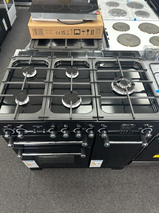 RANGEMASTER Kitchener KCH90DFFBL/C Dual Fuel Range Cooker - Black & Chrome - Image 4